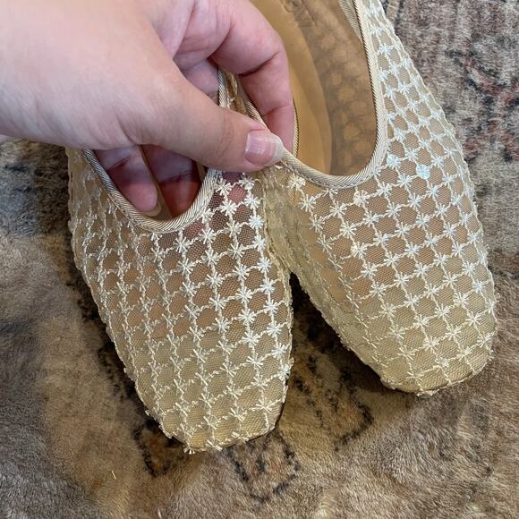 J. Crew Quinn Embellished Ballet Flats in Mesh Cream SZ 7.5 Sheer Square Toe EUC - Picture 9 of 12
